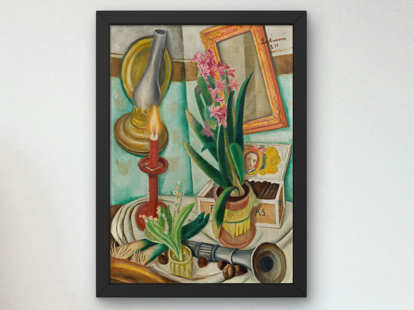 Still Life with Burning Candle by Max Beckmann 1921, Wall Art Print, Fine Art Reproduction, Museum Quality Decor, Poster