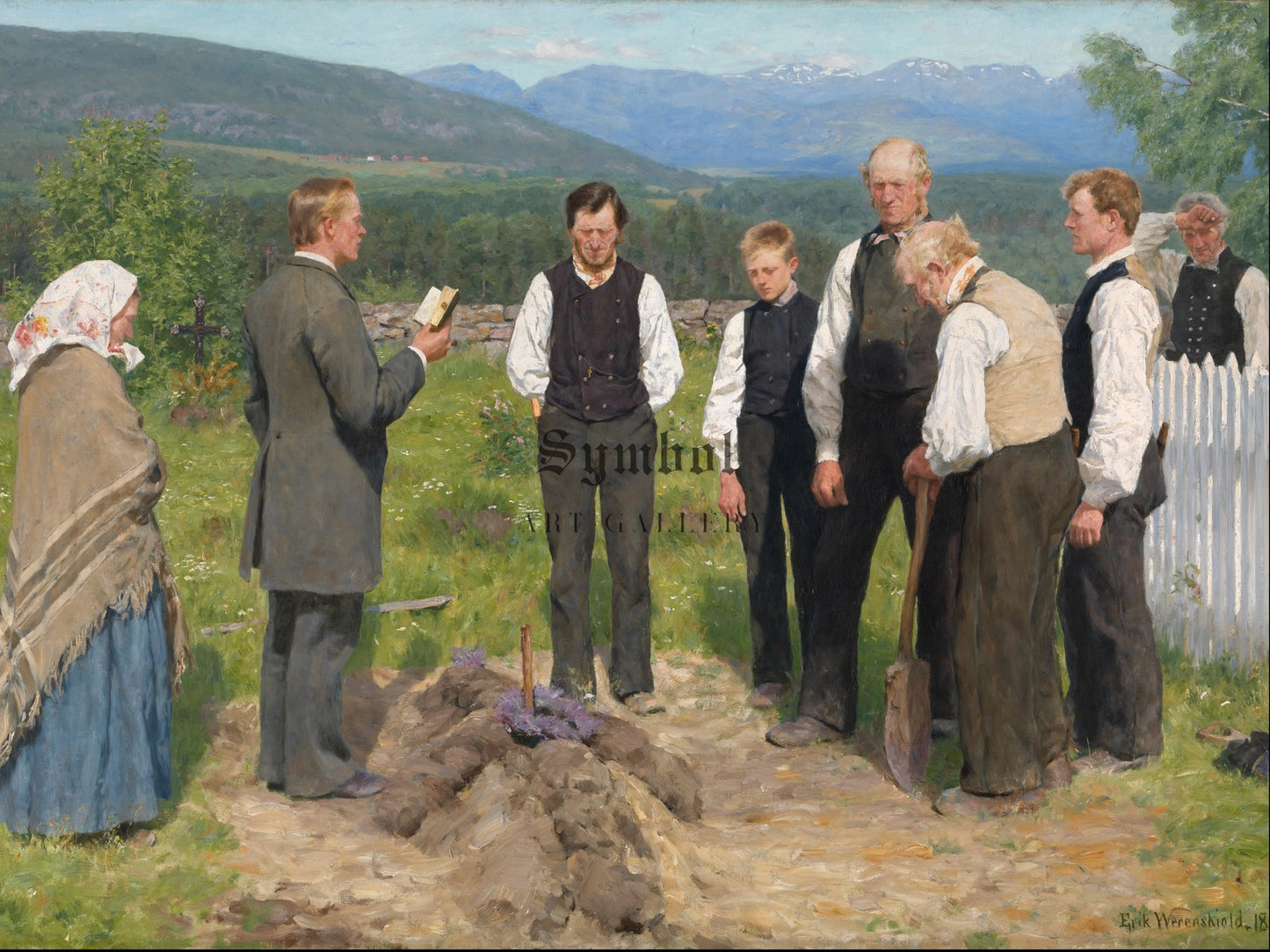Peasant Burial by Erik Werenskiold 1883, Wall Art Print, Fine Art Reproduction, Museum Quality Decor, Poster