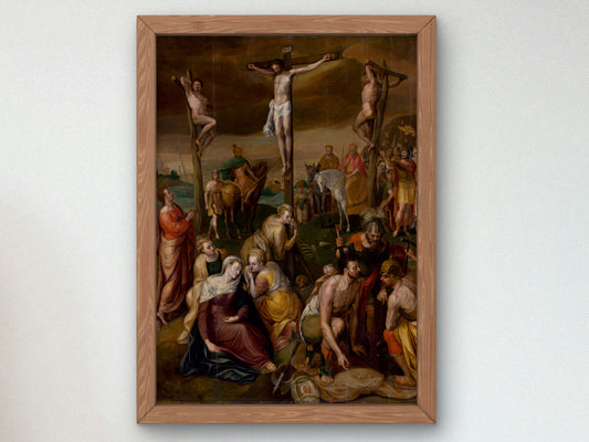 Crucifixion by Frans Floris, Wall Art Print, Fine Art Reproduction, Museum Quality Decor, Poster
