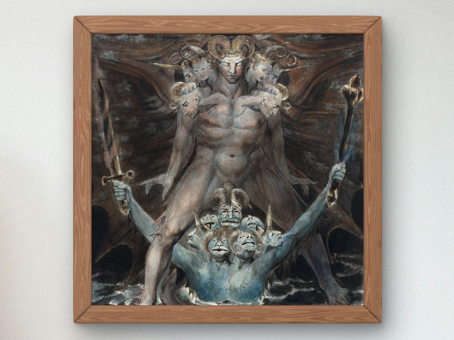 The Great Red Dragon and the Beast from the Sea by William Blake 1805, Wall Art Print, Fine Art Reproduction, Museum Quality Decor, Poster