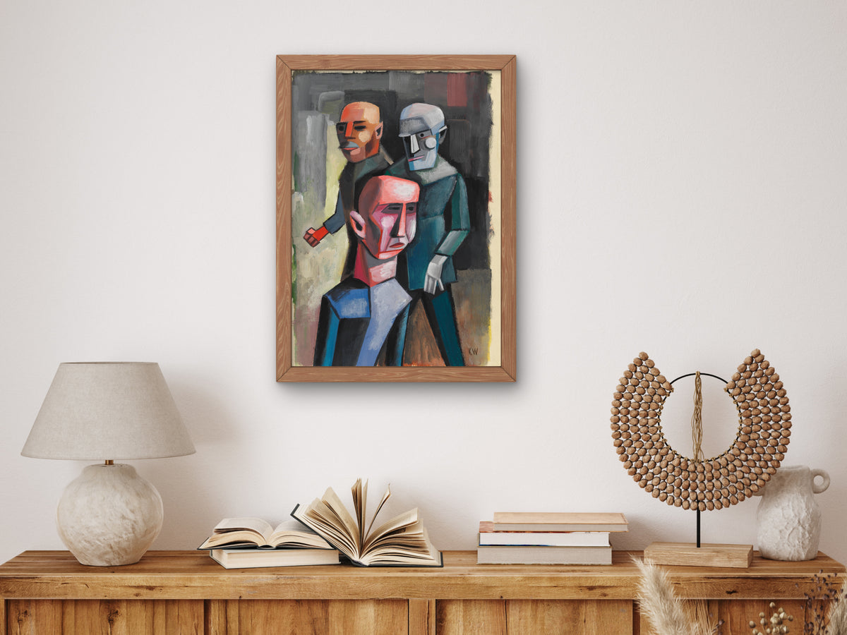 Three Men by Karl Wiener 1935, Wall Art Print, Fine Art Reproduction, Museum Quality Decor, Poster