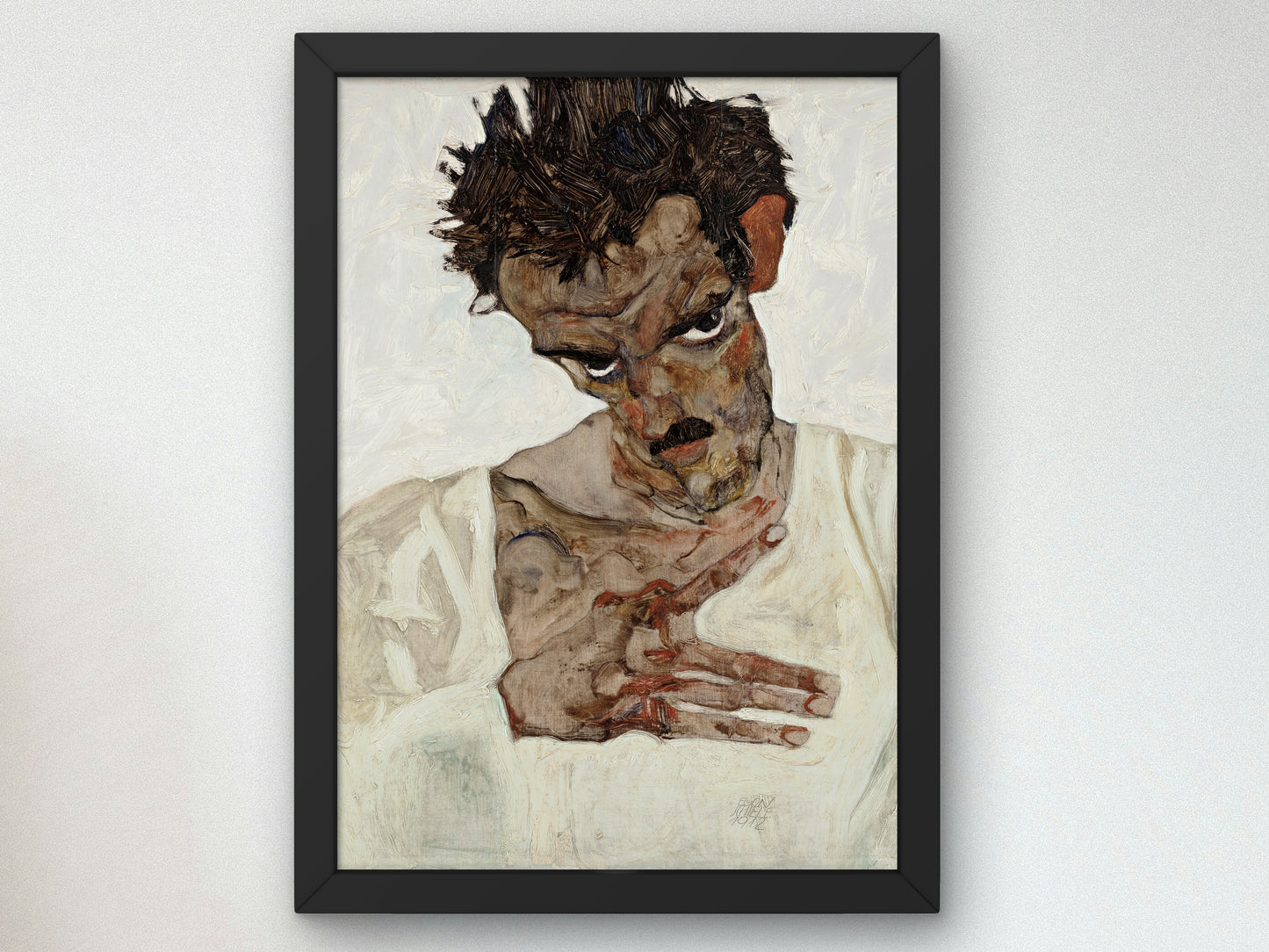 Self Portrait with Lowered Head by Egon Schiele 1912, Wall Art Print, Fine Art Reproduction, Museum Quality Decor, Poster