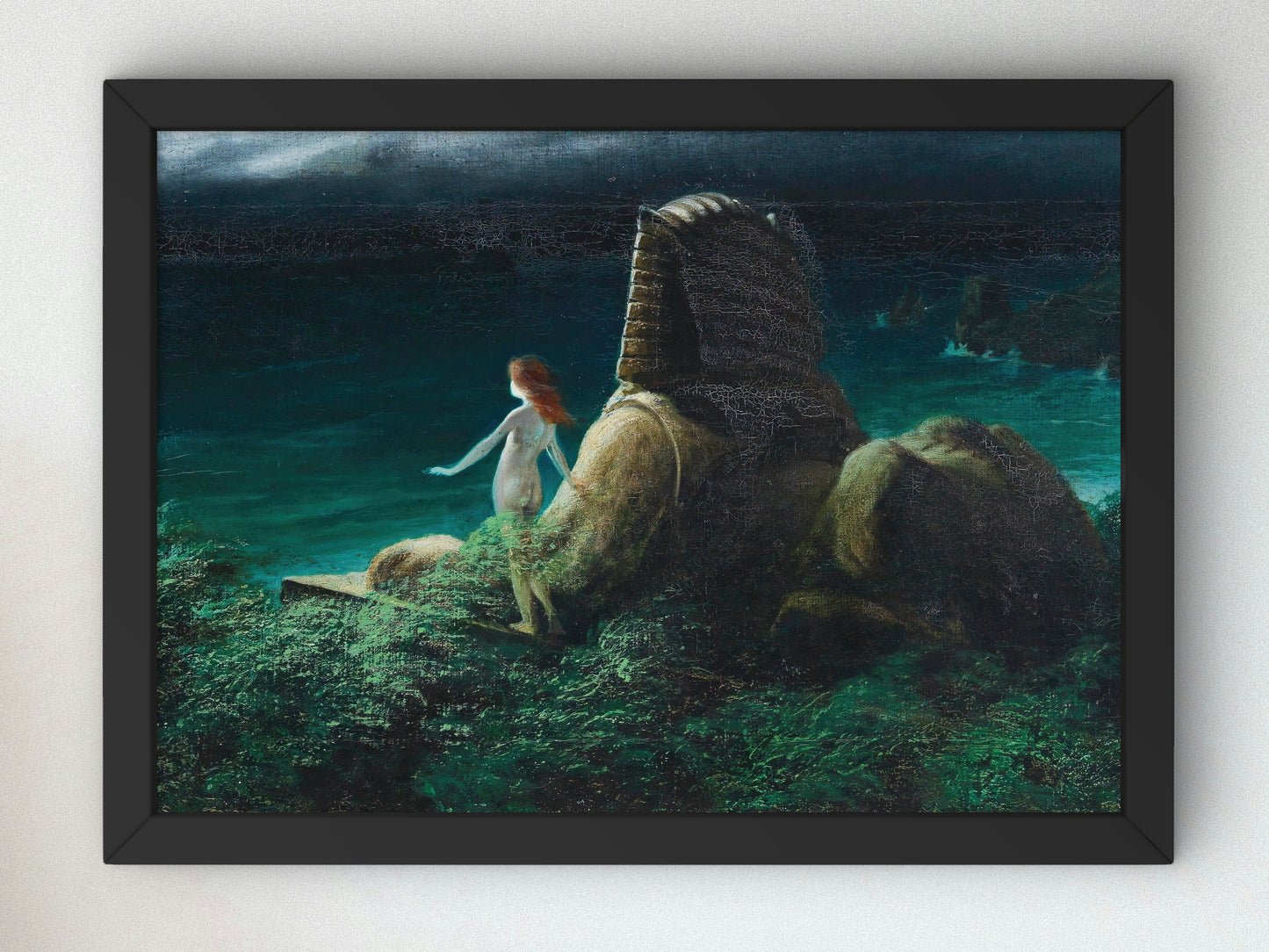 Sphinx with Undine by Karl Wilhelm Diefenbach 1902, Wall Art Print, Fine Art Reproduction, Museum Quality Decor, Poster