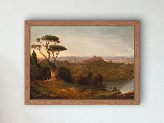 Castle Gondolfo Lake Albano Italy by Christopher Pearse Cranch 1852, Wall Art Print, Fine Art Reproduction, Museum Quality Decor, Poster