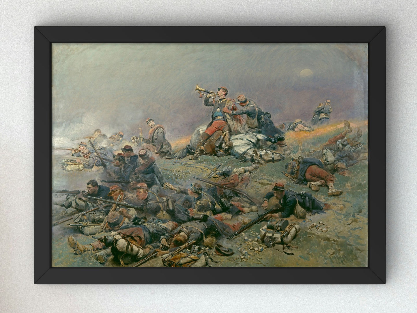 Le commandant Berbégier mortellement blessé sonne la charge à Saint Privat by Édouard Detaille 1870, Wall Art Print, Fine Art Reproduction