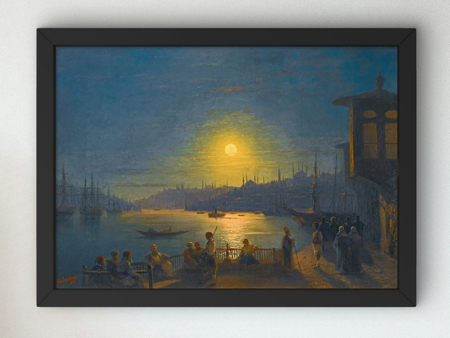 Moonrise Over the Golden Horn by Ivan Konstantinovich Aivazovsky 1886, Wall Art Print, Fine Art Reproduction, Museum Quality Decor, Poster