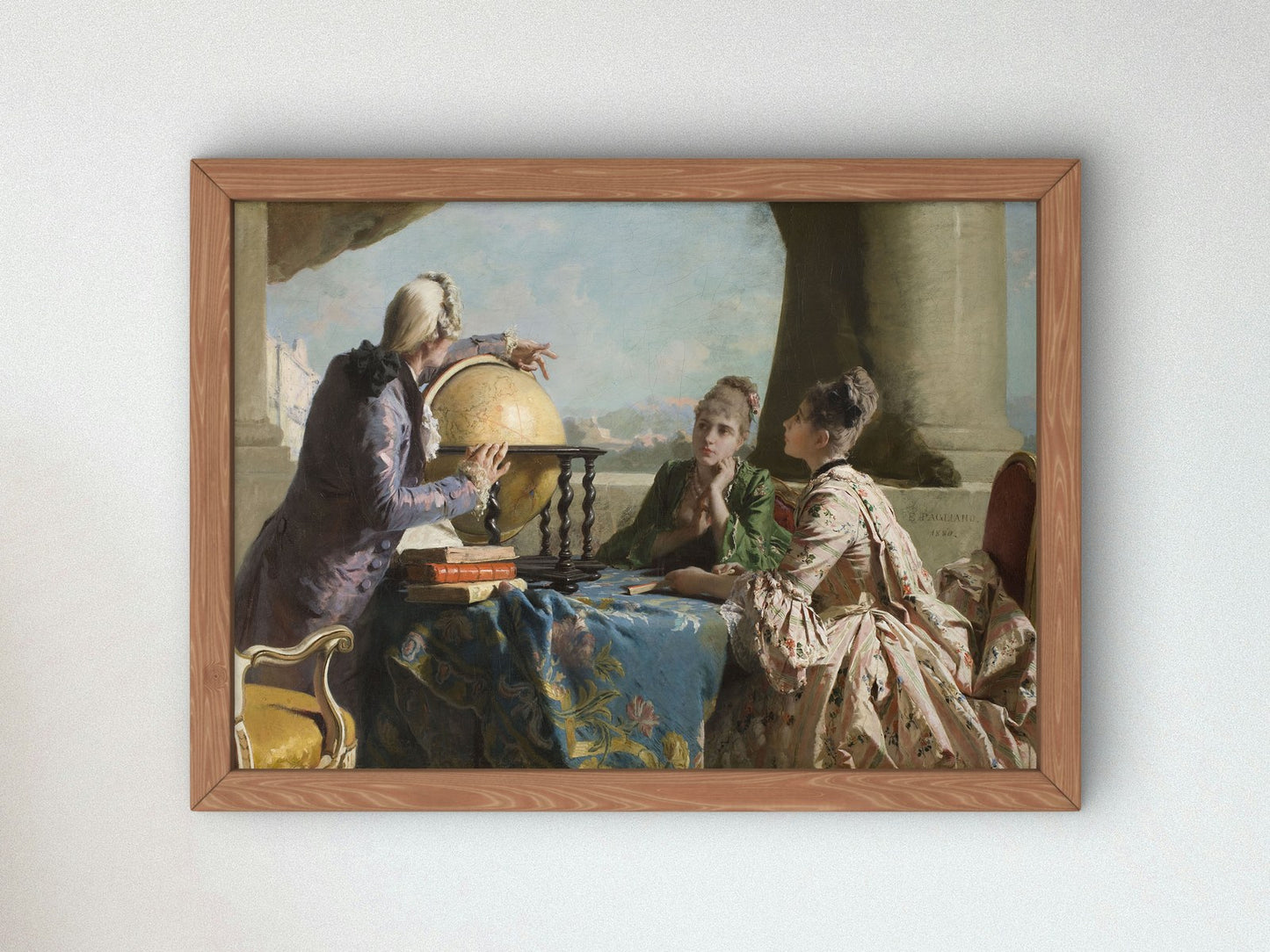 The Geography Lesson by Eleuterio Pagliano 1880, Wall Art Print, Fine Art Reproduction, Museum Quality Decor, Poster