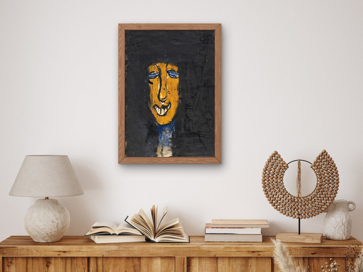 Head, Front View by Louis Soutter 1930, Wall Art Print, Fine Art Reproduction, Museum Quality Decor, Poster