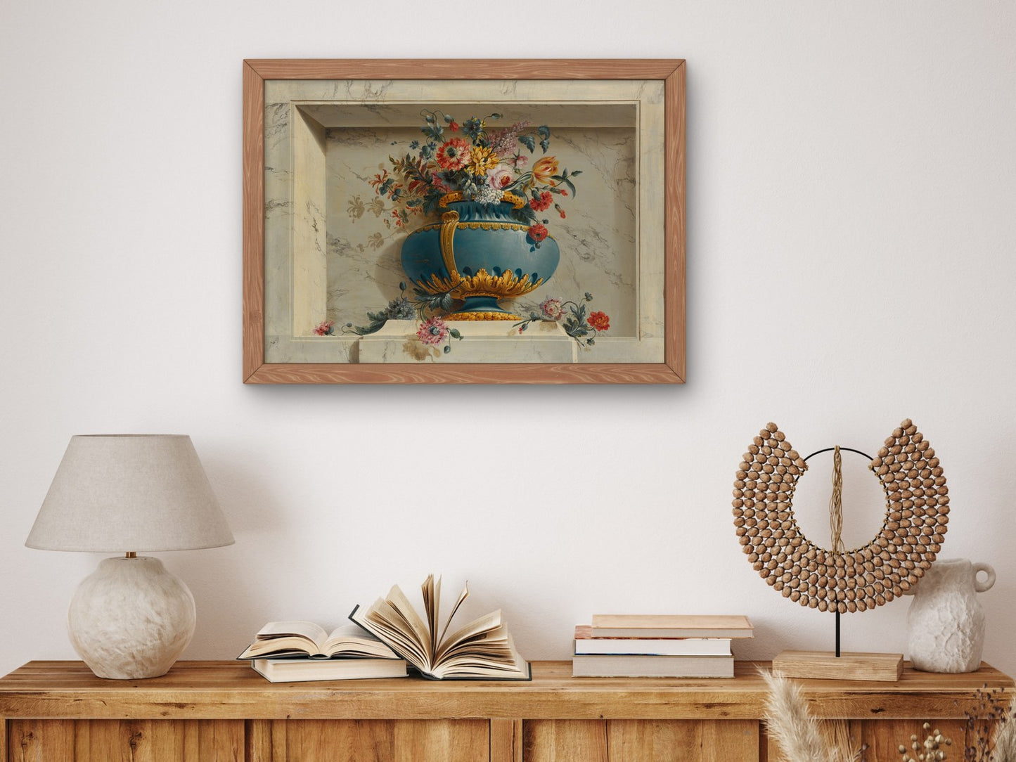 Vase of Flowers in a Niche by Michel Bruno Bellengé, Wall Art Print, Fine Art Reproduction, Museum Quality Decor, Poster