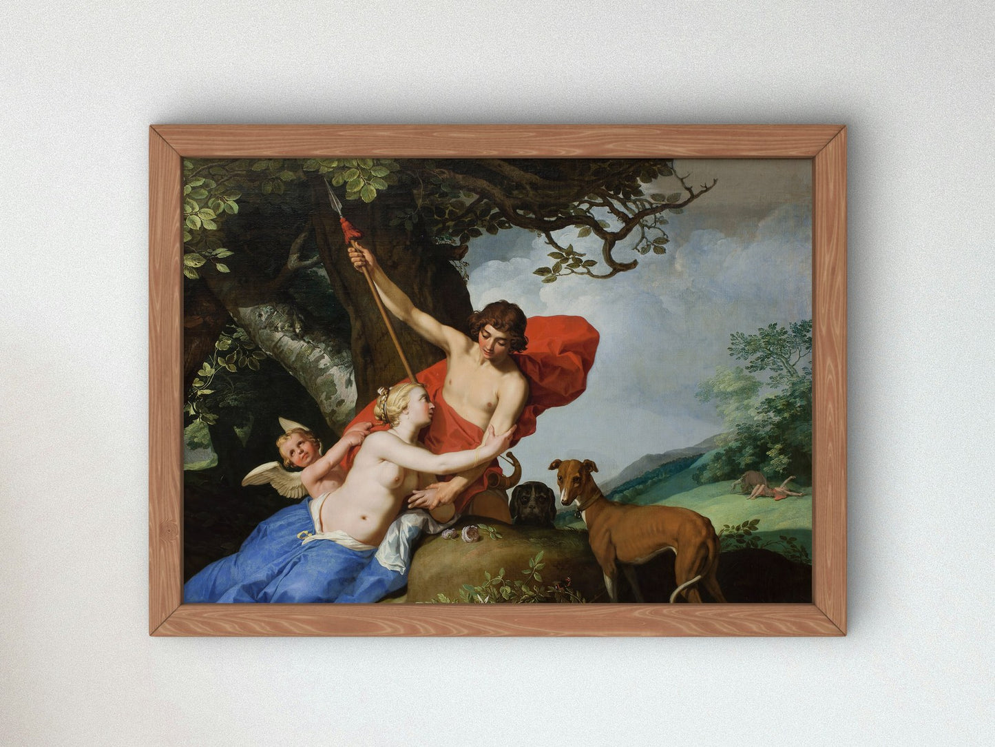 Venus and Adonis by Abraham Bloemaert 1632, Wall Art Print, Fine Art Reproduction, Museum Quality Decor, Poster