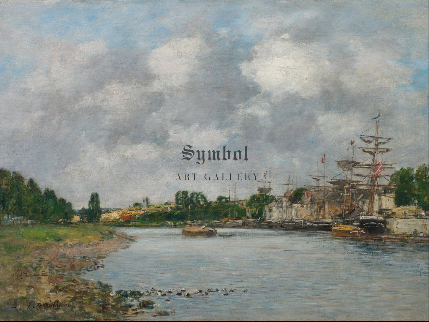 View of the Port of Saint Valéry sur Somme by Eugène Boudin 1891, Wall Art Print, Fine Art Reproduction, Museum Quality Decor, Poster