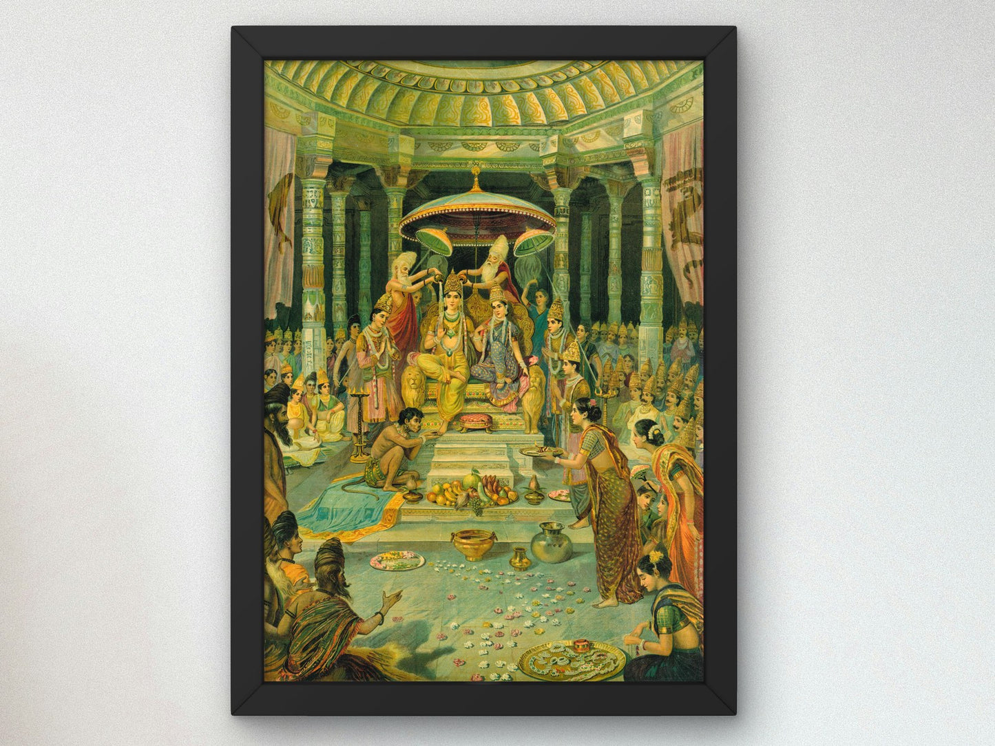 Ramrajyabhiseka by M V Dhurandhar 1925, Wall Art Print, Fine Art Reproduction, Museum Quality Decor, Poster