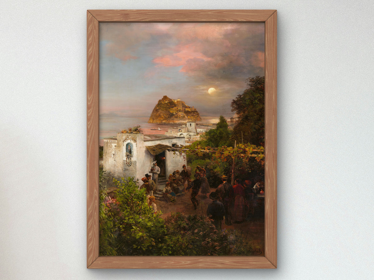 View of Ischia by Oswald Achenbach 1894, Wall Art Print, Fine Art Reproduction, Museum Quality Decor, Poster
