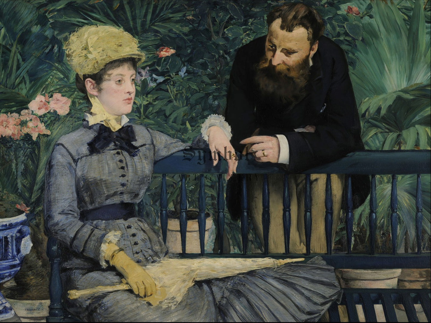 In the Conservatory by Édouard Manet 1878, Wall Art Print, Fine Art Reproduction, Museum Quality Decor, Poster