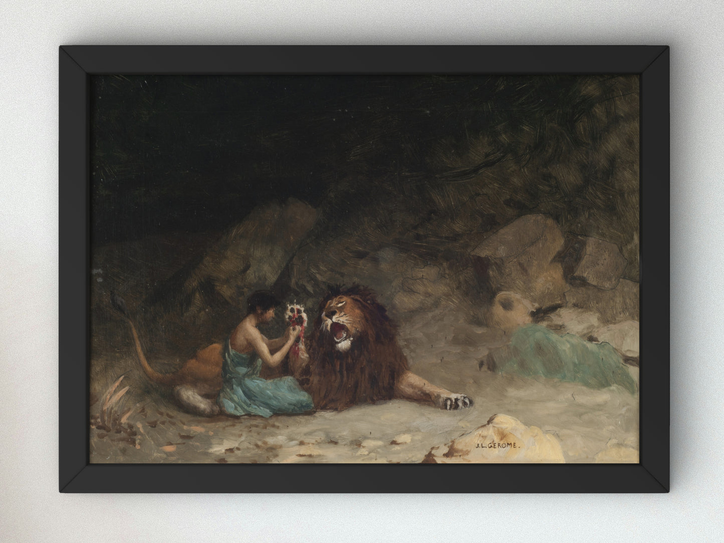 Androcles and the Lion by Jean Léon Gérôme 1874, Wall Art Print, Fine Art Reproduction, Museum Quality Decor, Poster