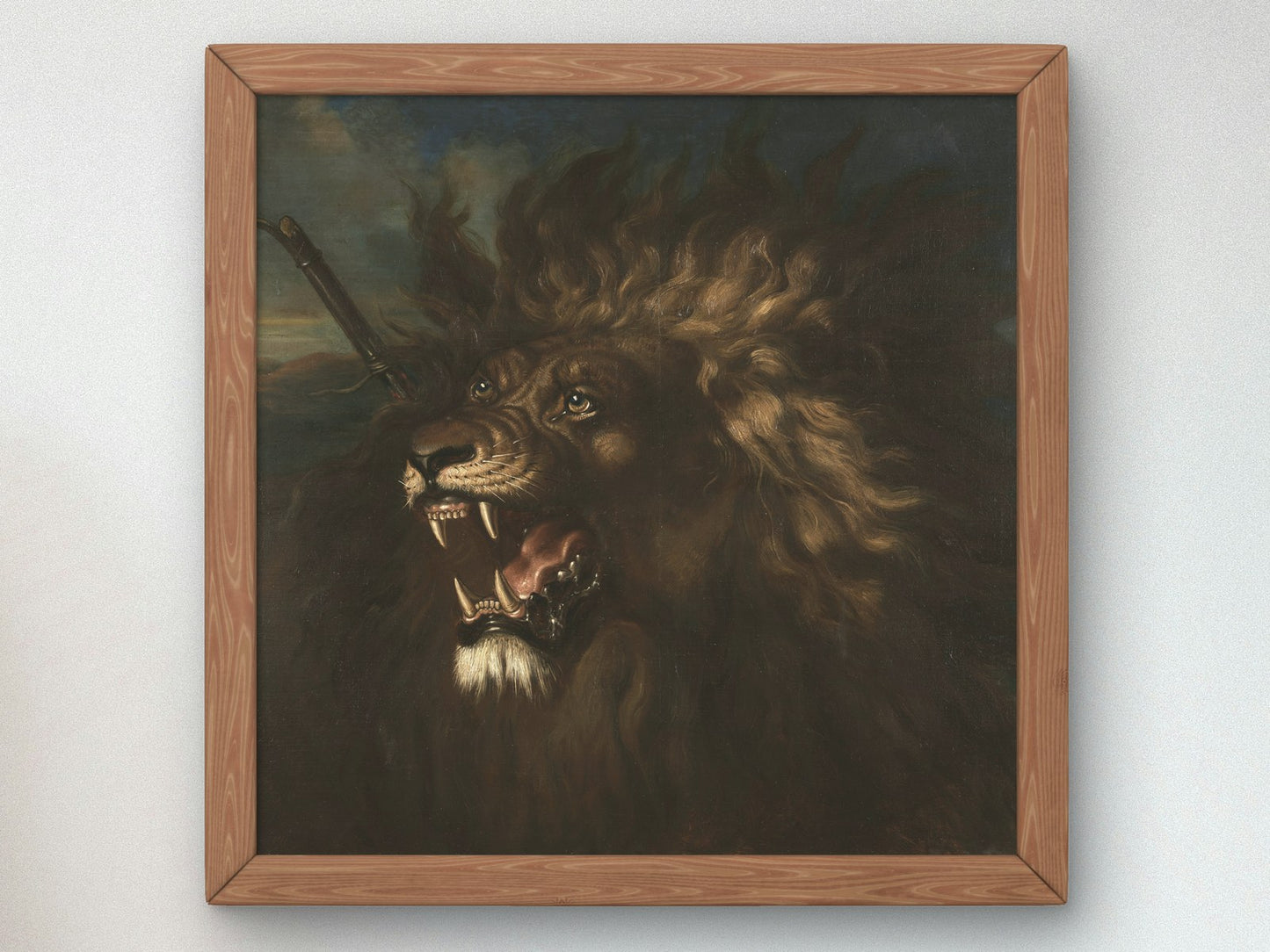 Wounded Lion by Raden Saleh 1839, Wall Art Print, Fine Art Reproduction, Museum Quality Decor, Poster