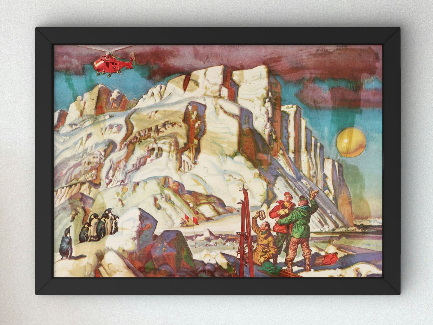Antarctic Advance Parties by Dean Cornwell 1945, Wall Art Print, Fine Art Reproduction, Museum Quality Decor, Poster