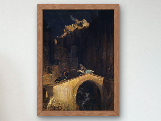 The Fight on the Bridge by Arnold Böcklin 1882, Wall Art Print, Fine Art Reproduction, Museum Quality Decor, Poster