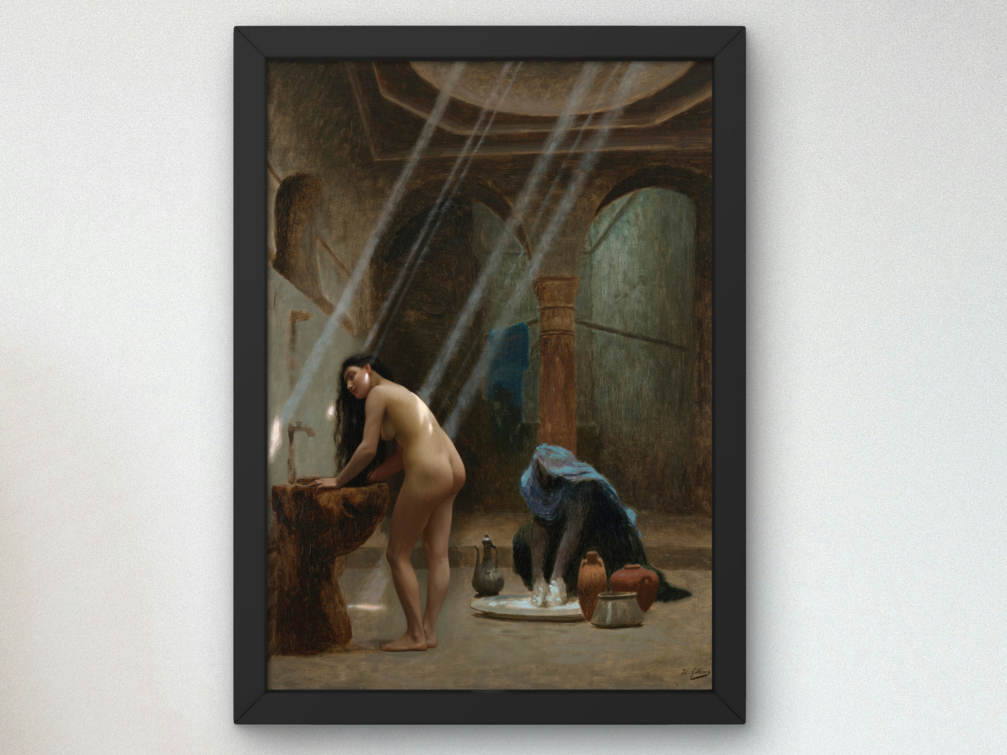 A Moorish Bath Study by Jean Léon Gérôme 1870, Wall Art Print, Fine Art Reproduction, Museum Quality Decor, Poster