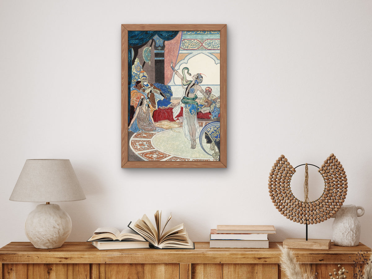 The Snake Charmer by René Bull, Wall Art Print, Fine Art Reproduction, Museum Quality Decor, Poster