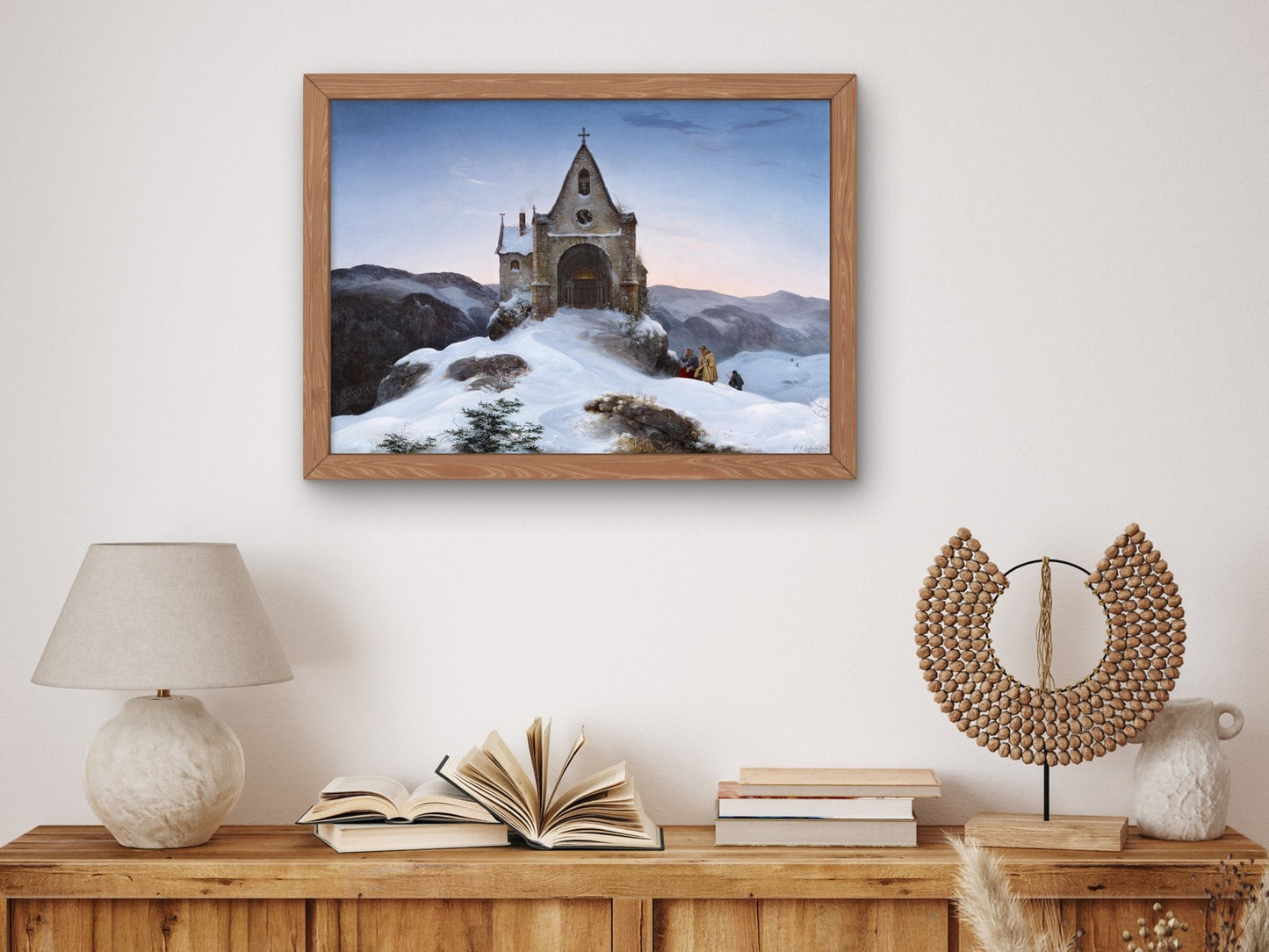 Bergkapelle im Winter by Ernst Ferdinand Oehme 1842, Wall Art Print, Fine Art Reproduction, Museum Quality Decor, Poster