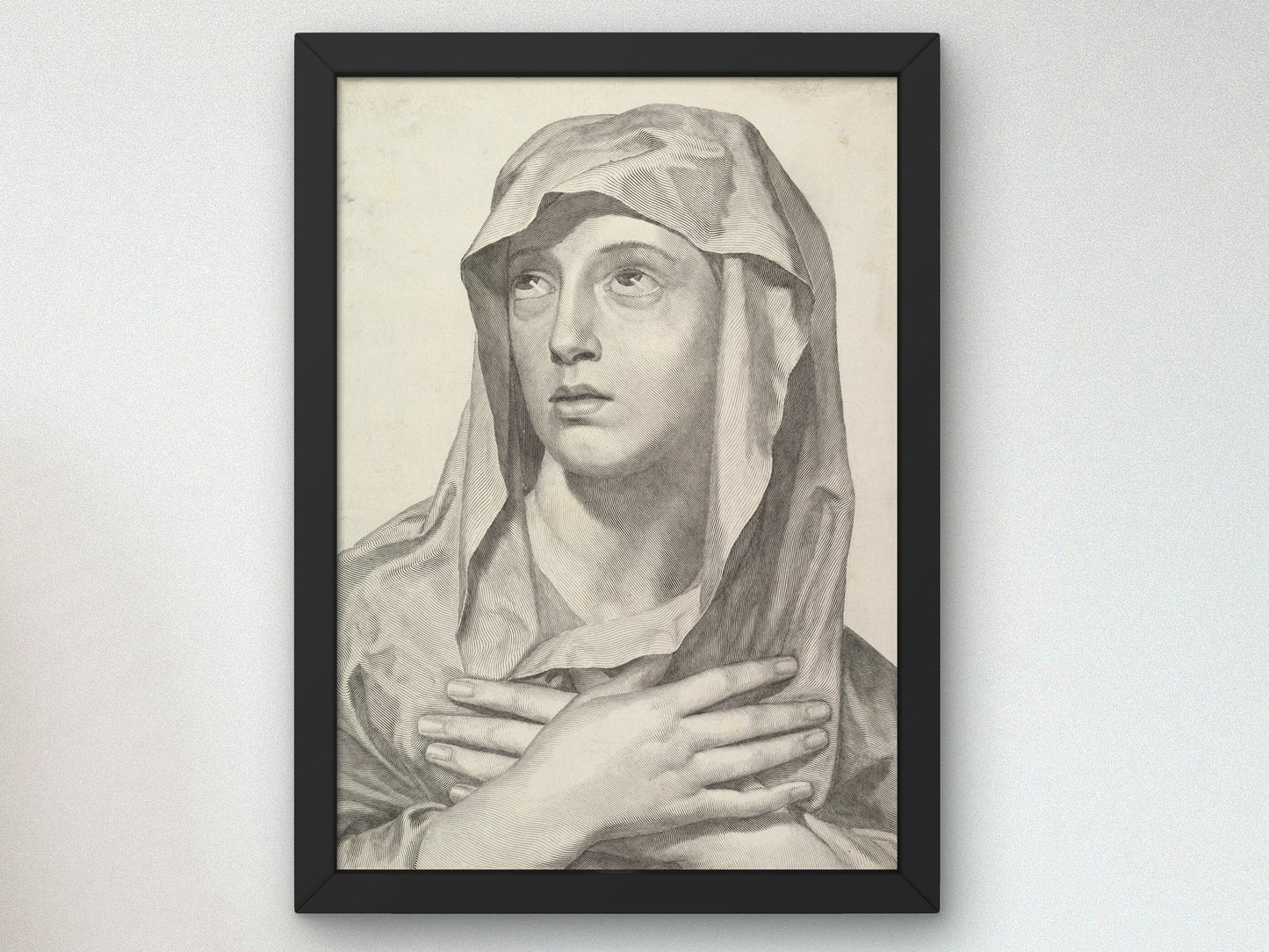 Bust of the Virgin by Claude Mellan 1650, Wall Art Print, Fine Art Reproduction, Museum Quality Decor, Poster