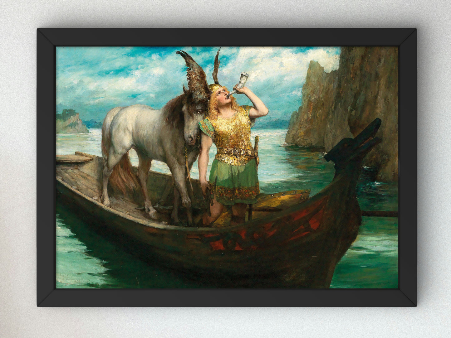 Götterdämmerung Act I Siegfried's Rhine Journey by Ferdinand Leeke 1908, Wall Art Print, Fine Art Reproduction, Museum Quality Decor, Poster