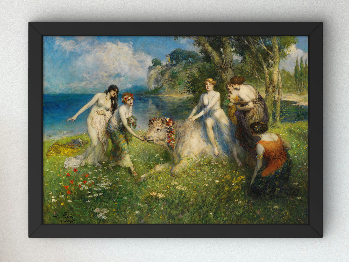 Europa on the Bull by Ferdinand Leeke 1910, Wall Art Print, Fine Art Reproduction, Museum Quality Decor, Poster