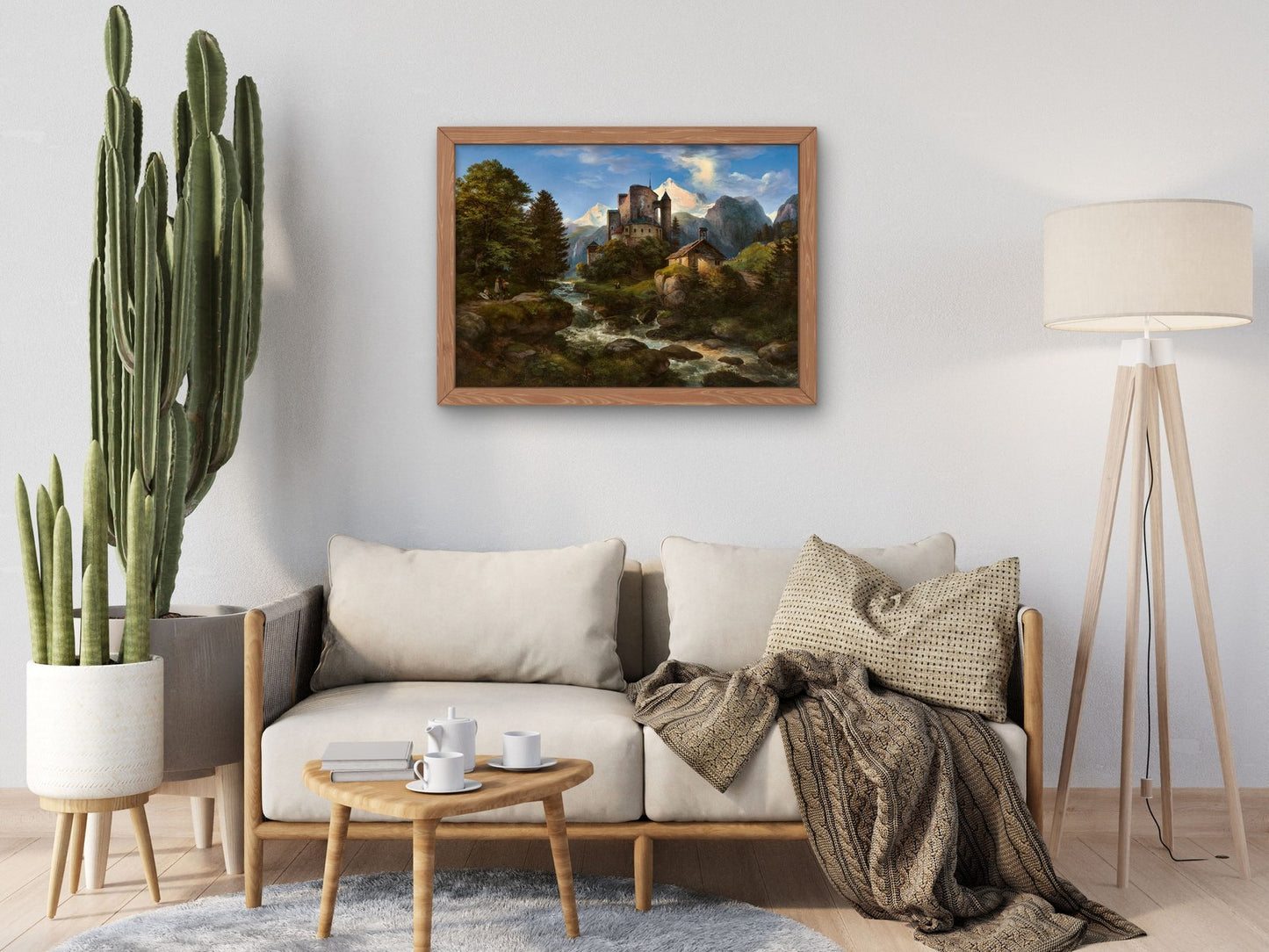Tiroler Landschaft mit Burg Naudersberg by Ernst Ferdinand Oehme 1847, Wall Art Print, Fine Art Reproduction, Museum Quality Decor, Poster