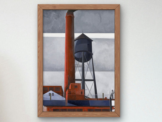 Chimney and Water Tower by Charles Demuth 1931, Wall Art Print, Fine Art Reproduction, Museum Quality Decor, Poster