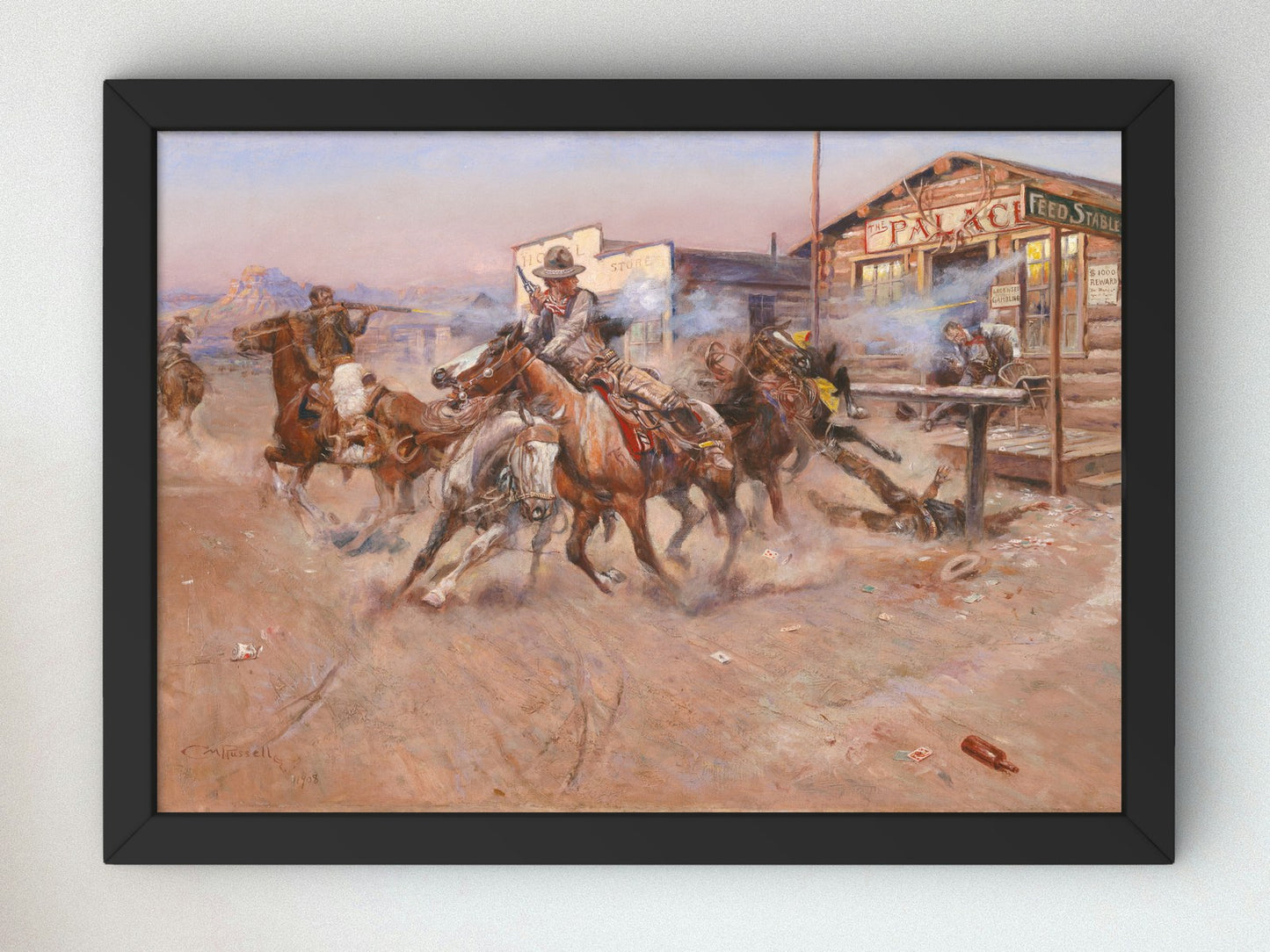 Smoke of a .45 by Charles Marion Russell 1908, Wall Art Print, Fine Art Reproduction, Museum Quality Decor, Poster