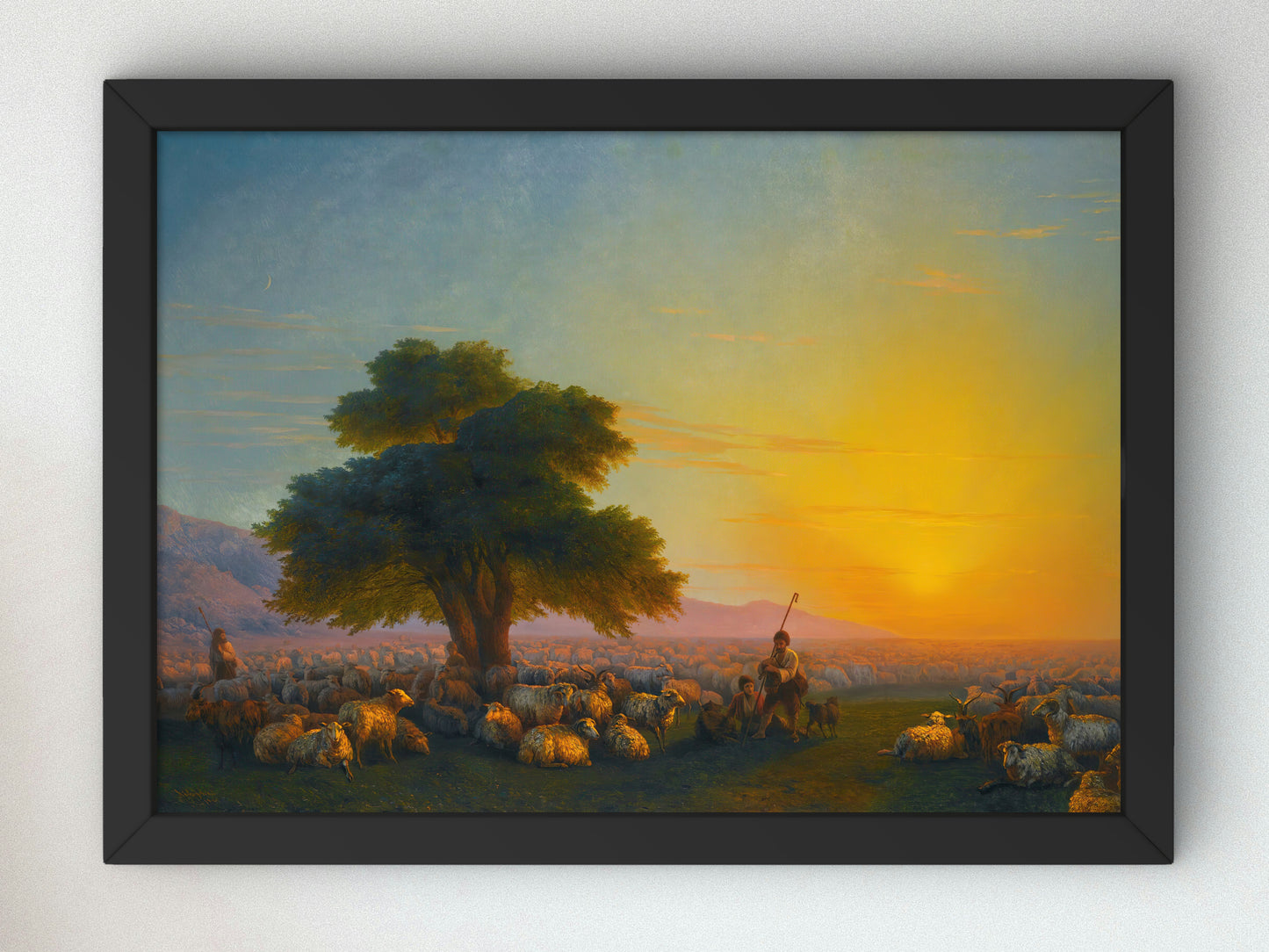 Shepherds with a Flock of Sheep by Ivan Konstantinovich Aivazovsky 1872, Wall Art Print, Fine Art Reproduction, Museum Quality Decor, Poster