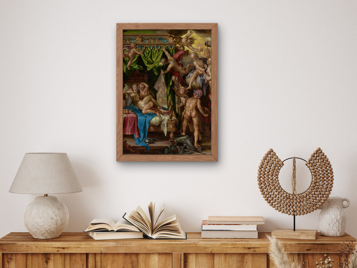 Mars and Venus Surprised by Vulcan by Joachim Wtewael 1604, Wall Art Print, Fine Art Reproduction, Museum Quality Decor, Poster