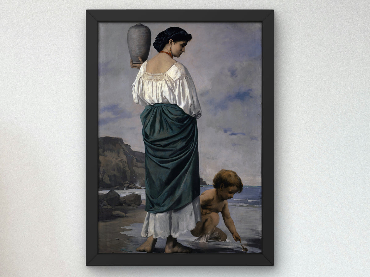 At the Beach, Fisher Maiden in Antium by Anselm Feuerbach 1870, Wall Art Print, Fine Art Reproduction, Museum Quality Decor, Poster
