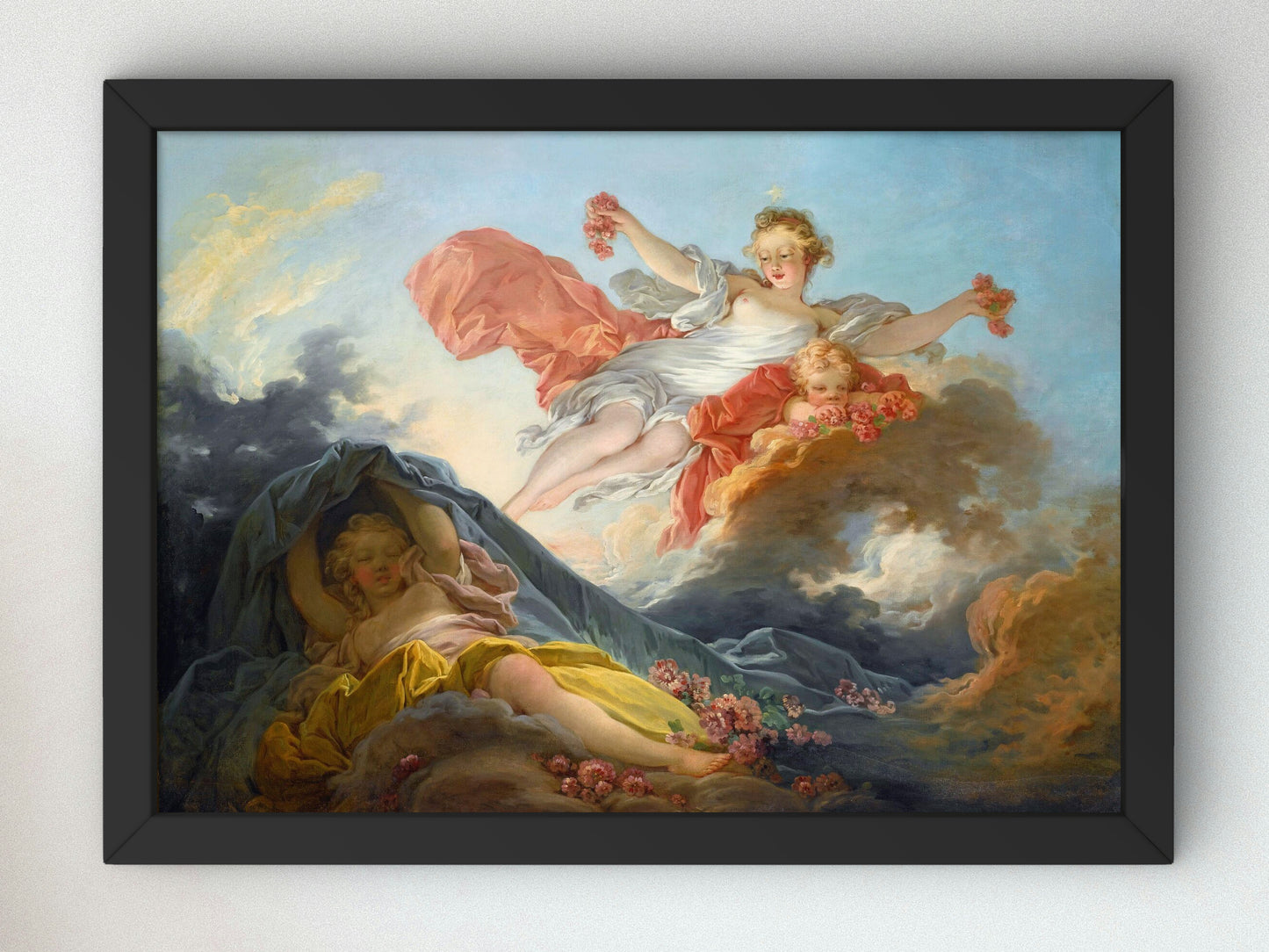 The Goddess Aurora Triumphing over Night by Jean Honoré Fragonard 1753, Wall Art Print, Fine Art Reproduction, Museum Quality Decor, Poster
