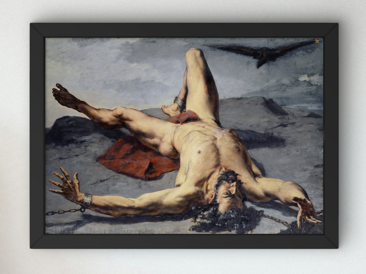 Prometheus Forged on a Rock by Frank Buchser 1855, Wall Art Print, Fine Art Reproduction, Museum Quality Decor, Poster