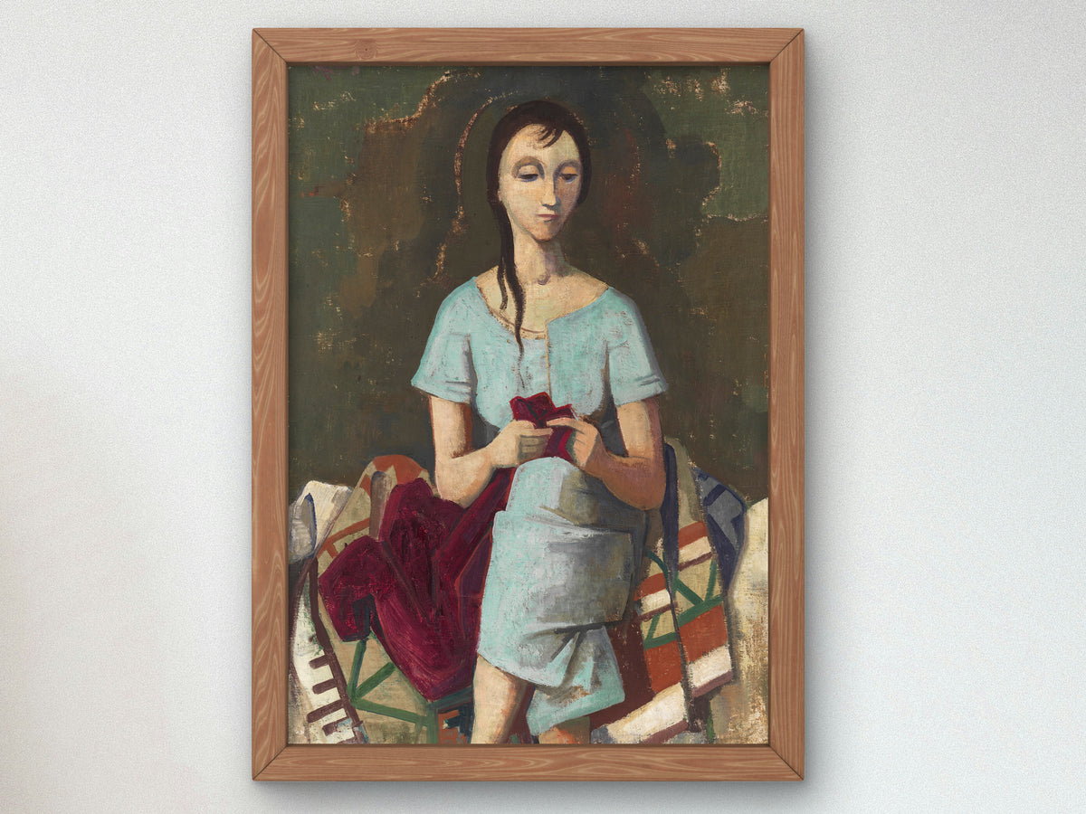 Seamstress by Karl Hofer 1943, Wall Art Print, Fine Art Reproduction, Museum Quality Decor, Poster