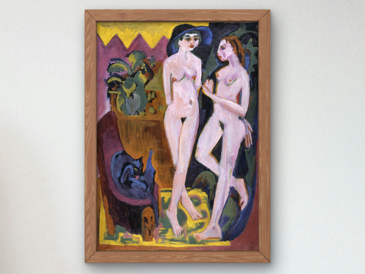 Two Nudes in a Room by Ernst Ludwig Kirchner 1914, Wall Art Print, Fine Art Reproduction, Museum Quality Decor, Poster