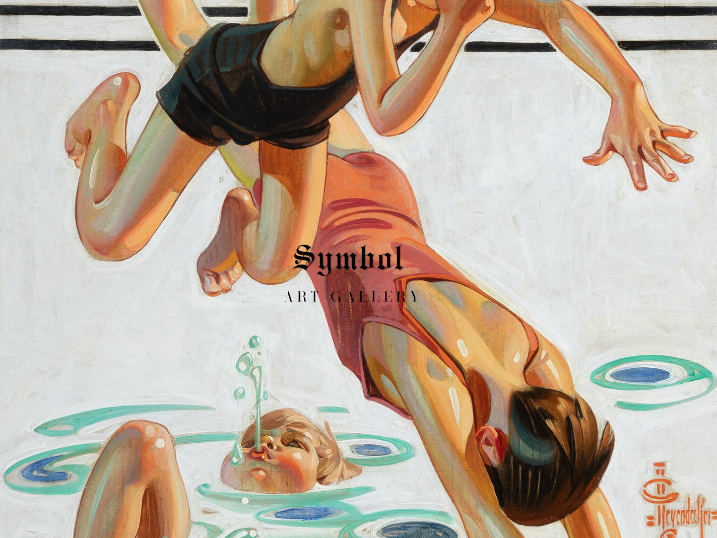 Diving In by Joseph Christian Leyendecker 1935, Wall Art Print, Fine Art Reproduction, Museum Quality Decor, Poster