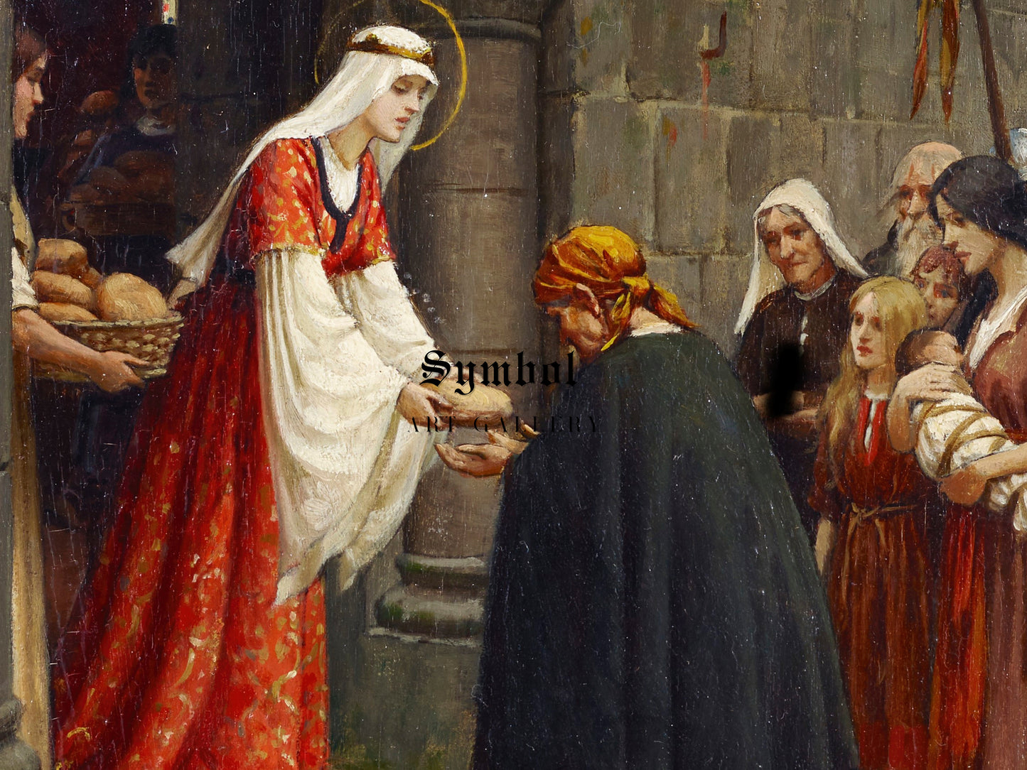 The Charity of Saint Elizabeth of Hungary by Edmund Blair Leighton, Wall Art Print, Fine Art Reproduction, Museum Quality Decor, Poster