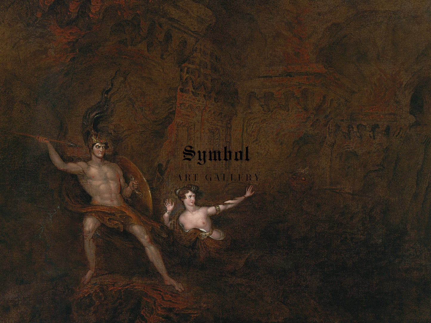 The Conflict Between Satan and Death by John Martin 1832, Wall Art Print, Fine Art Reproduction, Museum Quality Decor, Poster