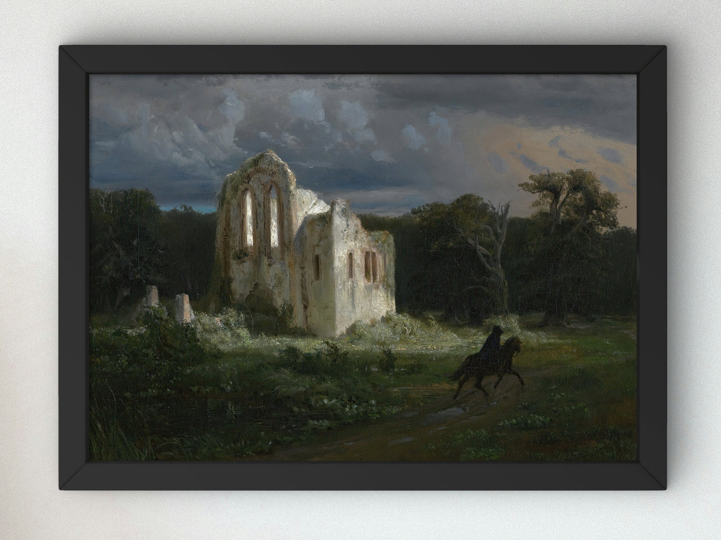 Moonlit Landscape with Ruins by Arnold Böcklin 1849, Wall Art Print, Fine Art Reproduction, Museum Quality Decor, Poster