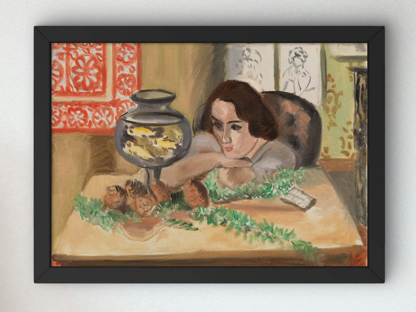 Young Woman before an Aquarium by Henri Matisse 1921, Wall Art Print, Fine Art Reproduction, Museum Quality Decor, Poster
