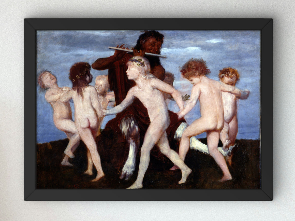 Pan Dancing with Children by Arnold Böcklin 1884, Wall Art Print, Fine Art Reproduction, Museum Quality Decor, Poster
