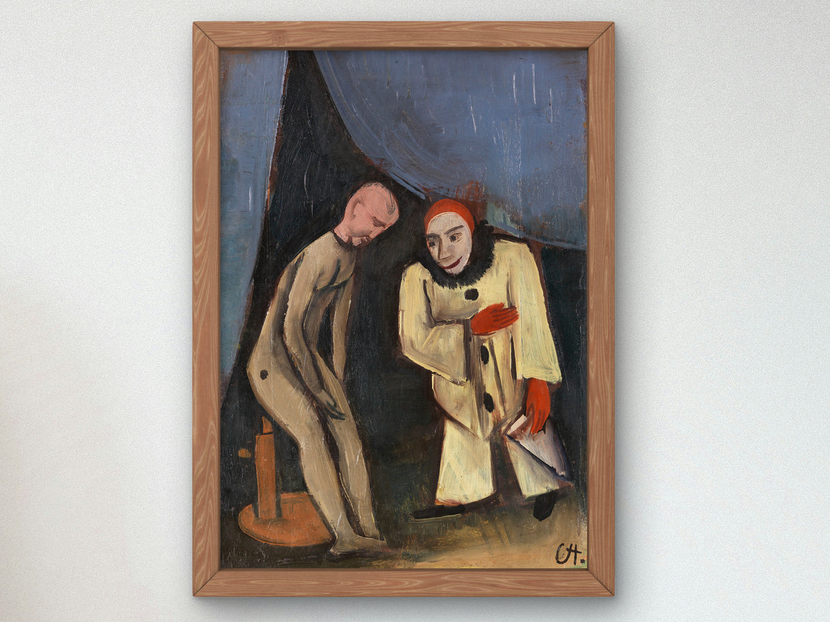 Clown and Doll by Karl Hofer 1924, Wall Art Print, Fine Art Reproduction, Museum Quality Decor, Poster