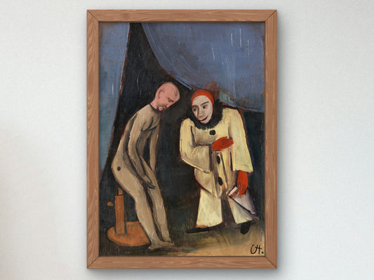 Clown and Doll by Karl Hofer 1924, Wall Art Print, Fine Art Reproduction, Museum Quality Decor, Poster