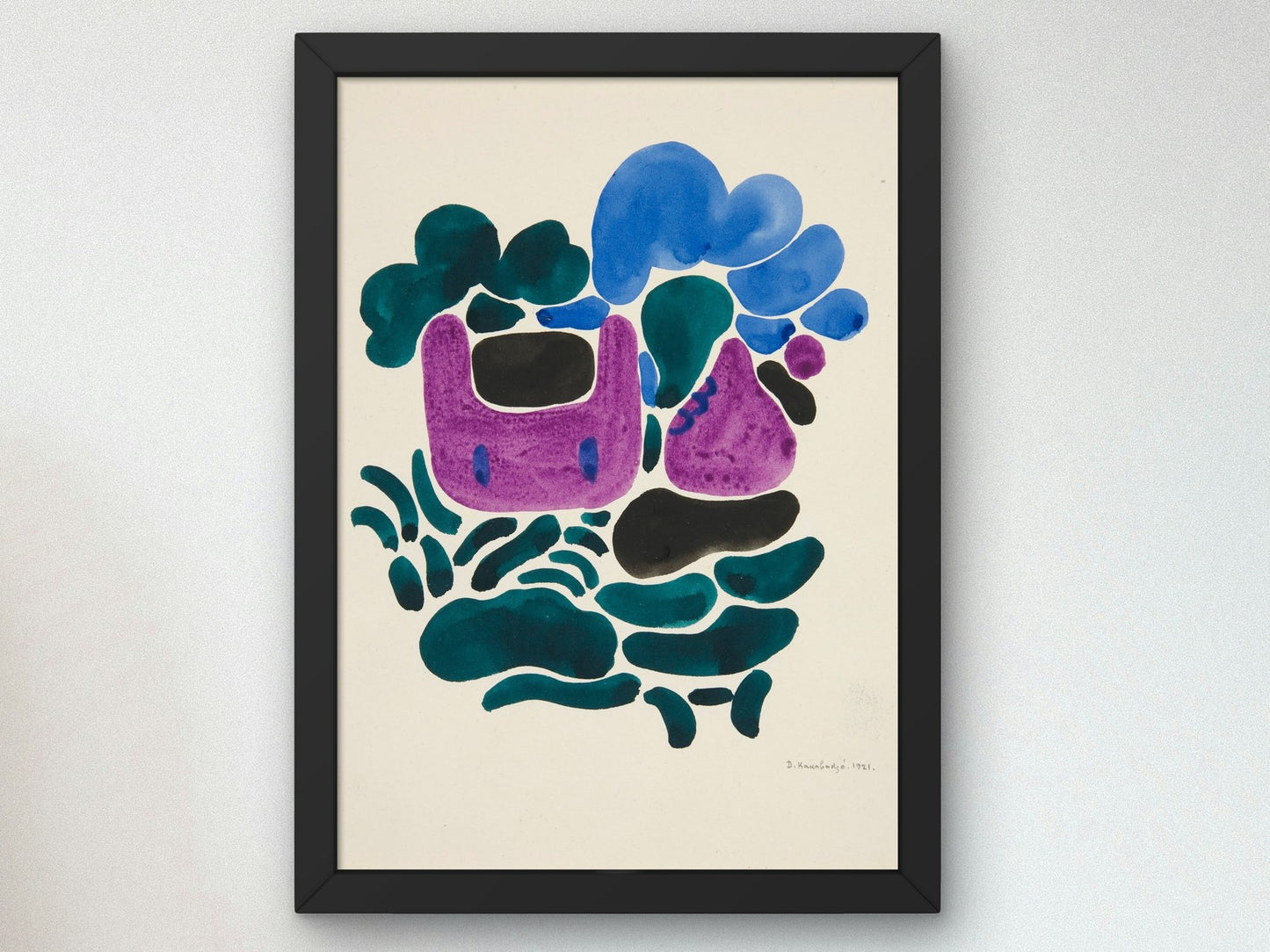 Abstraction Based on Flower Forms I by David Kakabadzé 1921, Wall Art Print, Fine Art Reproduction, Museum Quality Decor, Poster