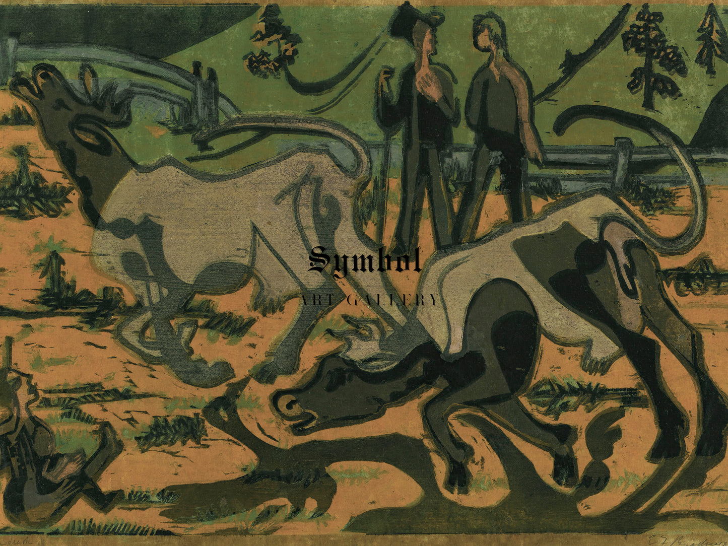Cows in Spring by Ernst Ludwig Kirchner, Wall Art Print, Fine Art Reproduction, Museum Quality Decor, Poster