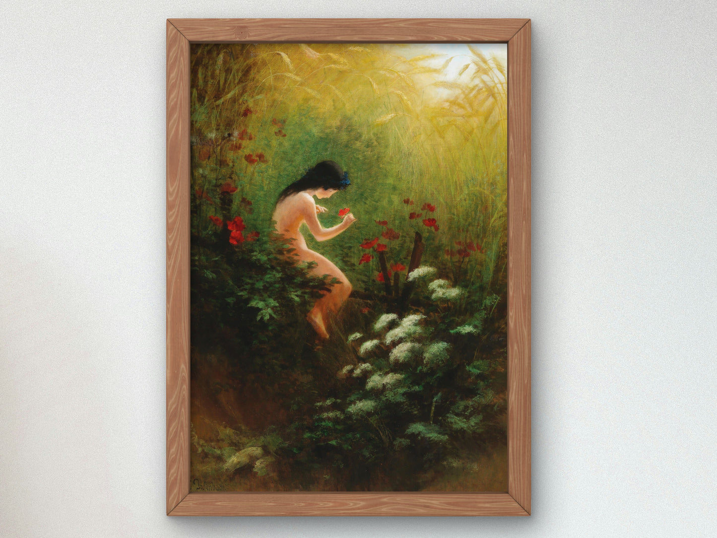 Girl with a Flower by Karl Wilhelm Diefenbach, Wall Art Print, Fine Art Reproduction, Museum Quality Decor, Poster