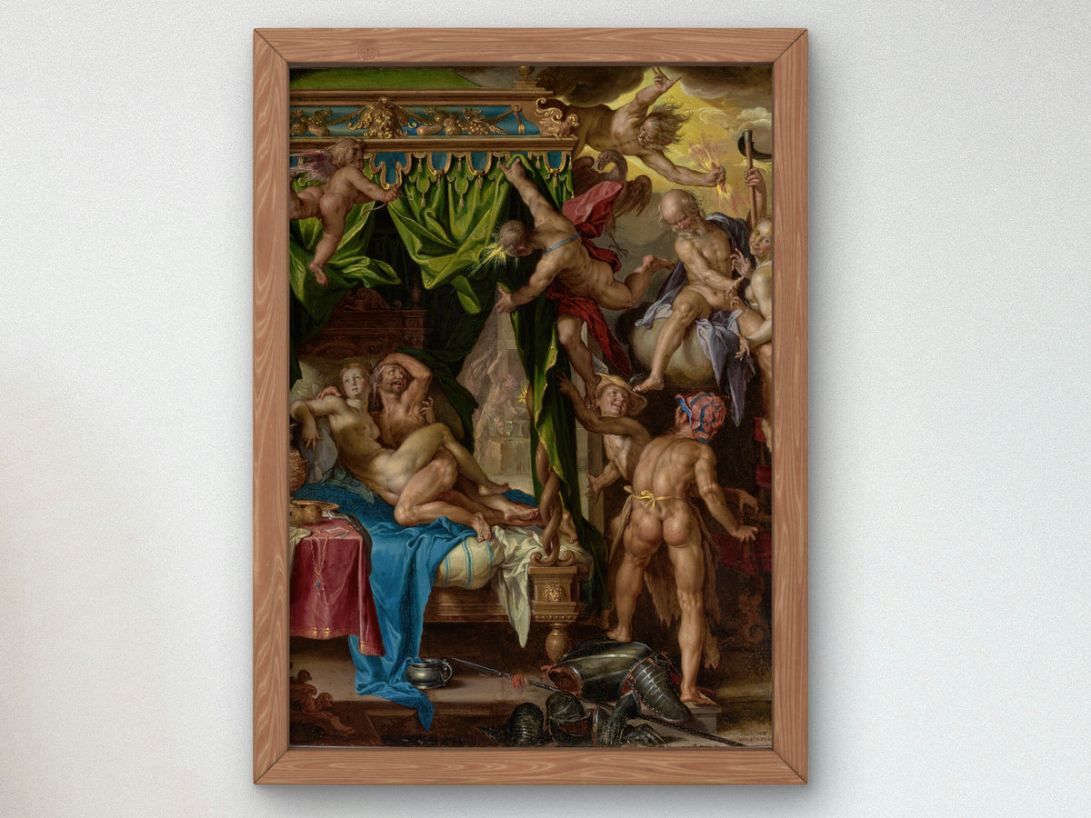 Mars and Venus Surprised by Vulcan by Joachim Wtewael 1604, Wall Art Print, Fine Art Reproduction, Museum Quality Decor, Poster